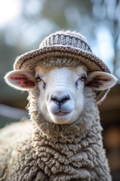 Portrait D Un Mouton Avec Un Chapeau Photo Gratuite