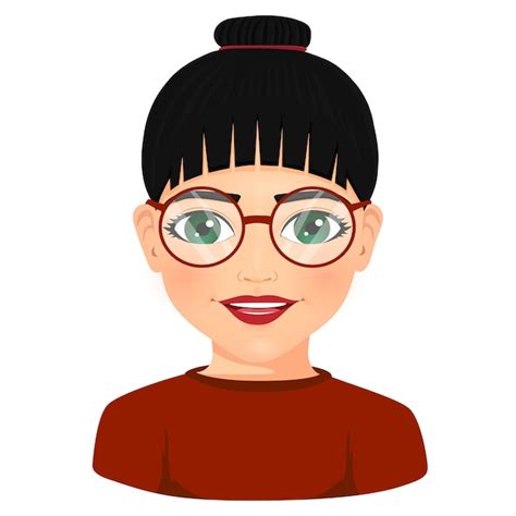 Premium Vector Portrait Of Young Girl With Glasses