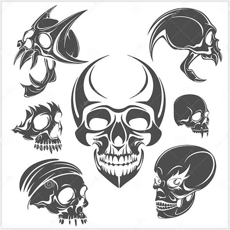 Set Of Skulls Vector Illustration Stock Vector Illustration Of