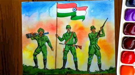 Independence Day Drawing Indian Army Drawingrepublic Day Drawing