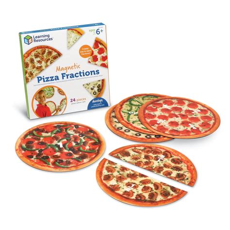 Learning Resources Magnetic Pizza Fractions Educational Math Games 24 Pieces Ages 6 7 8