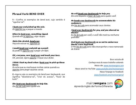Bent Over Tradução - Significados e Exemplos do Phrasal Verb "Bend Over | PDF