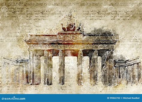 Brandenburg Gate in Modern and Abstract Vintage Look Stock Illustration - Illustration of ...