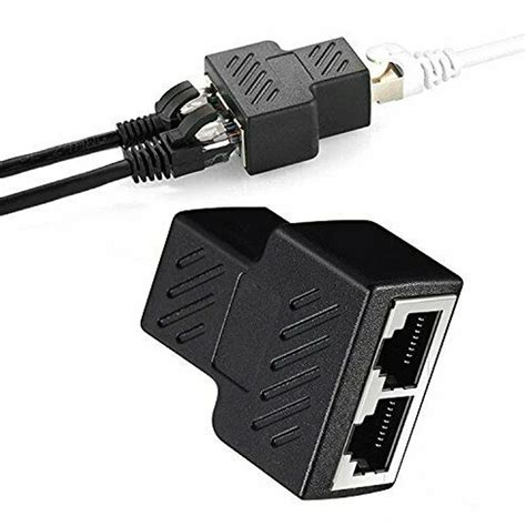 Internet Splitter Dual Port Ethernet Adapter High Speed Internet Plastic Port Distributor For