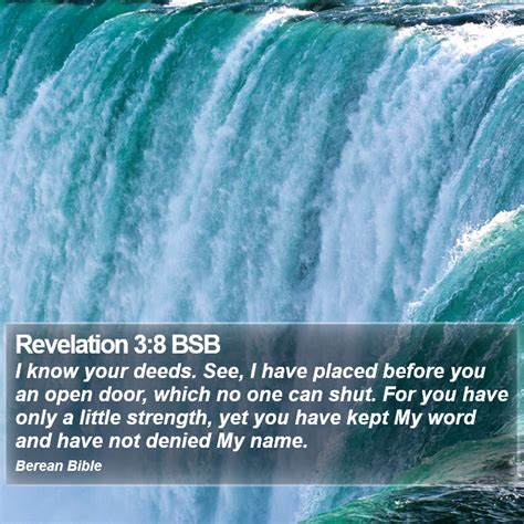 Revelation Bsb I Know Your Deeds See I Have Placed Before You