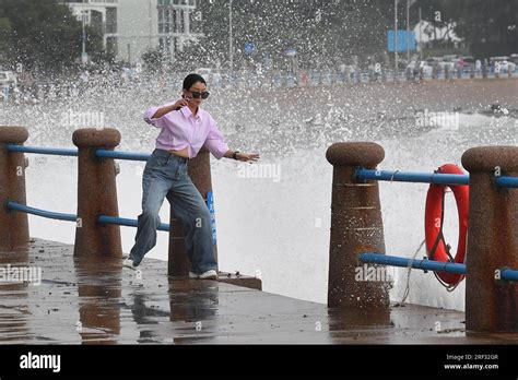 Qingdao City China July 29 2023 Affected By The Typhoon Doksuri