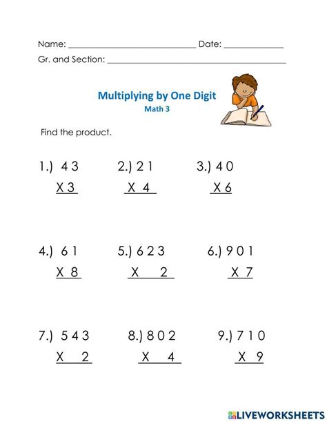 Multiplication Online Exercise For Grade 3 Live Worksheets