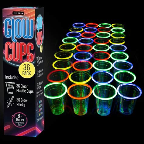 Amazon IMPRESA 36 Pack Glow Cups With Multi Color Neon Glow