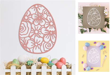 Svg Set Of Flower Easter Eggs For Laser Cutting Cricut