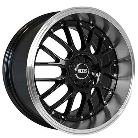 17 STR Wheels 514 Black With Machined Lip Rims STR005 1