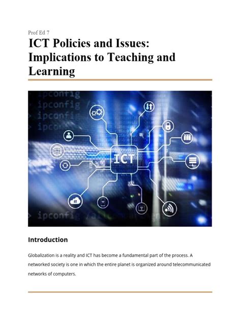 Prof Ed 7 Ict Policies And Issues Implications To Teaching And Learning