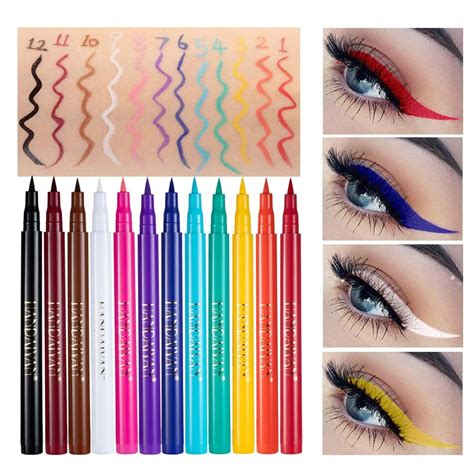 12 Pcs Colorful Neon Matte Liquid Eyeliner Set Natural Long Lasting