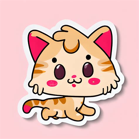 Kawaii Chibi Cat Cartoon Sticker · Creative Fabrica