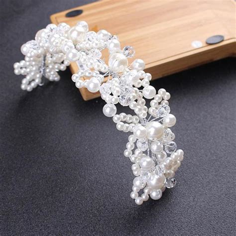 Bridal Wedding Headband Crystal Flower Tiara Crown Pearl Rhinestone