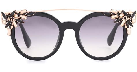 Jimmy Choo Synthetic Viv Crystal Embellished Sunglasses In Black Lyst