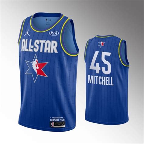 Hommes Utah Jazz Donovan Mitchell Nba All Star Jeu Bleu Finished