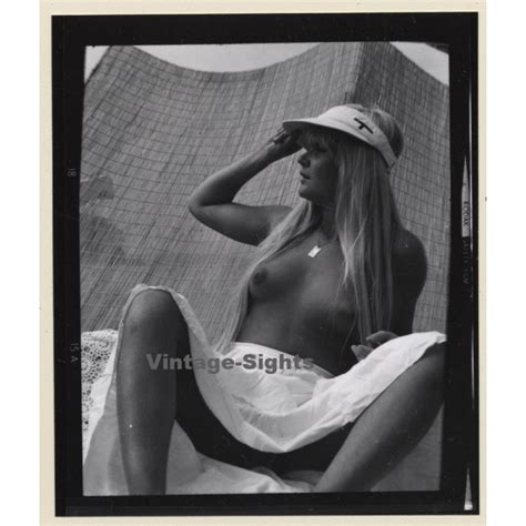 Erotic Study Natural Slim Blonde Nude Boobs Tan Lines Vintage