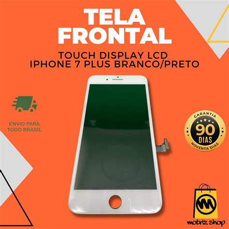 Tela Frontal Touch Display LCD Iphone 7 Plus Branco E Preto Escorrega