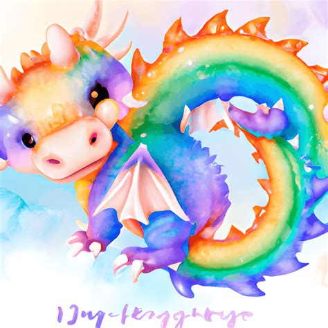 Cute Rainbow Dragon Watercolor Clipart · Creative Fabrica