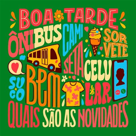 Ilustração De Texto Em Português Brasileiro Desenhada à Mão Vetor Grátis