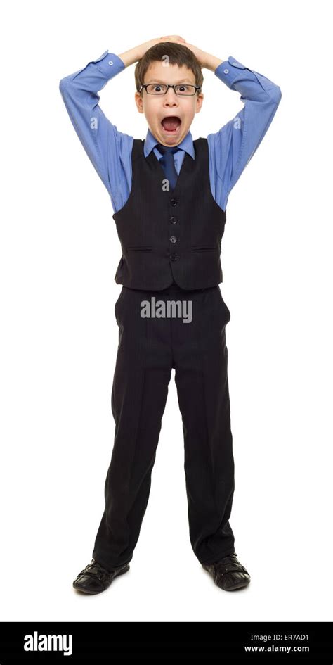 Boy In Suit On White Stock Photo Alamy