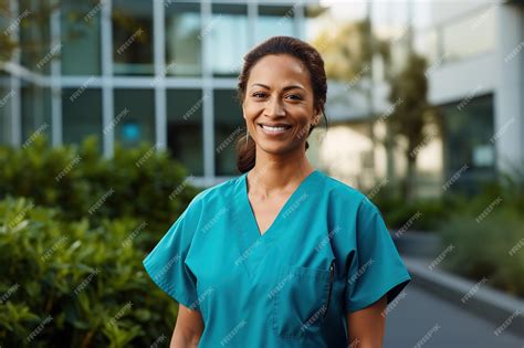 Premium Photo Portrait Of Female African American Doctor Standing