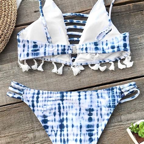 Cupshe Swim Cupshe Tie Dye Blue Bikini Set Poshmark