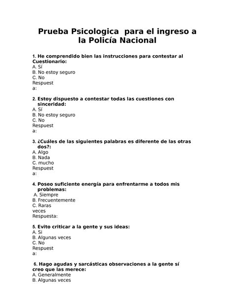 Pruebas Psicologicas Policia Nacional Del Ecuador Prueba