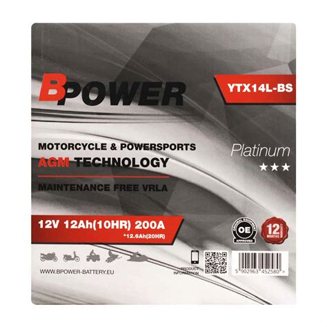 YTX14L BS Bpower Platinum AGM YTX14L BS 12V 12AH 200A ETX14L купити