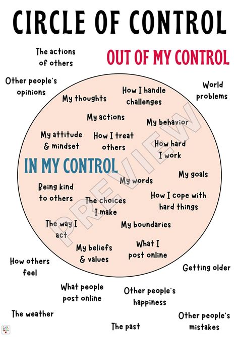 Circle Of Control Poster What I Can And Cannot Control Social