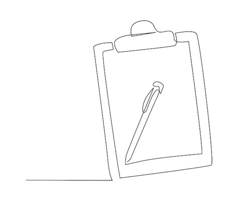 Premium Vector Continuous One Line Drawing Of Clipboard And Pen