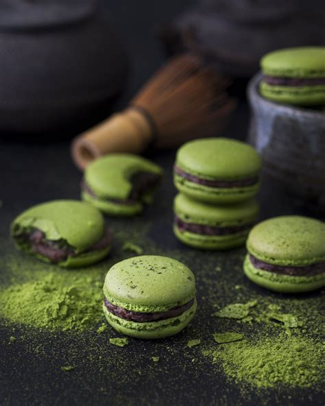 Japanese Matcha Macarons With Azuki Bean Filling With Images Matcha