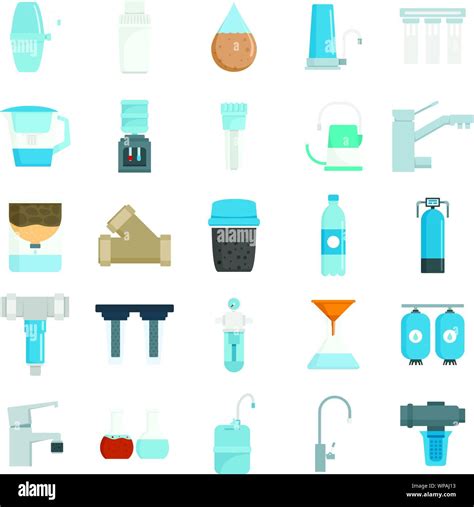 Filtro De Agua Conjunto De Iconos Conjunto De Filtro De Agua Plana Vector Iconos Para Diseño