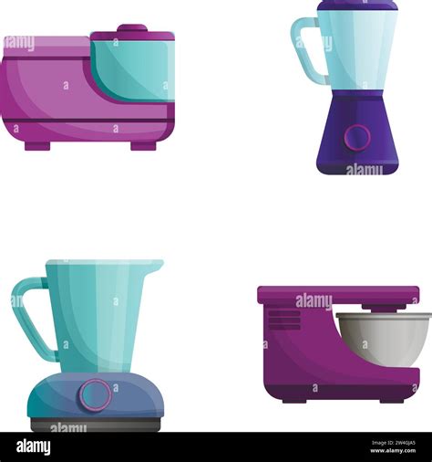 Kitchen Equipment Icons Set Cartoon Vector Kitchen Appliance Modern