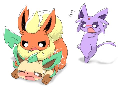 Rule 34 Blush Cum Drooling Eeveelution Espeon Flareon Furry Leafeon Nintendo No Humans One Eye