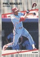 Phil Bradley Philadelphia Phillies 1989 Fleer Autographed Signed Card