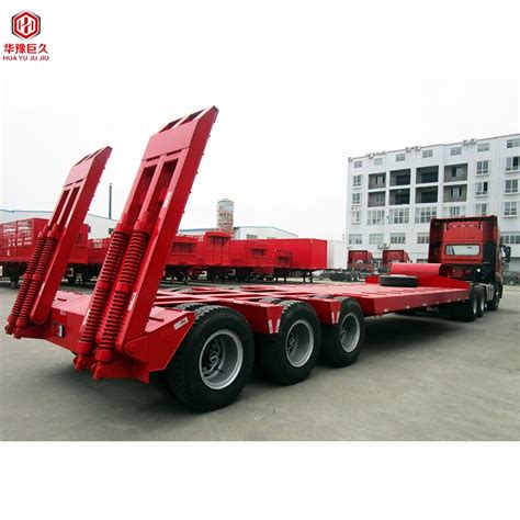 Tons Drop Deck Goose Neck Low Bed Ladder Semi Trailer For Sale