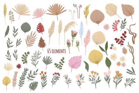 Boho flowers clipart / Bohemian vector / Boho clipart / Home Decor Ele ...