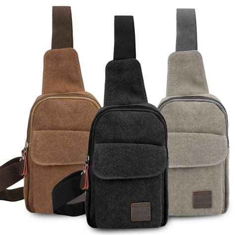 Mens Canvas Sling Pack Chest Bag Shoulder Crossbody Bag Backpack Biker Satchel Ebay