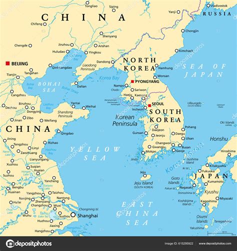 Korean Peninsula Region Political Map Peninsular Region Korea East Asia ...