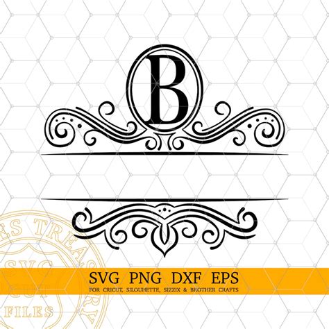 Split Letter B Monogram Svg Fancy Flourish Letter Svg Split Last Name