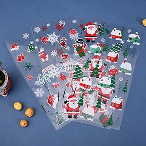 150 Pièces Sachet Plastique Transparent Noël Sachet Biscuit Noel