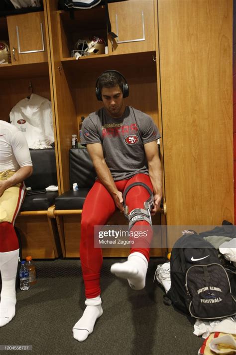 Jimmy Garoppolo Of The San Francisco 49ers Gets Ready In The Locker