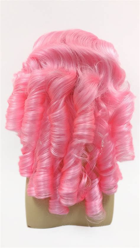 Unisex Light Pink Curly Colonial Costume Wig 1700s Style Etsy