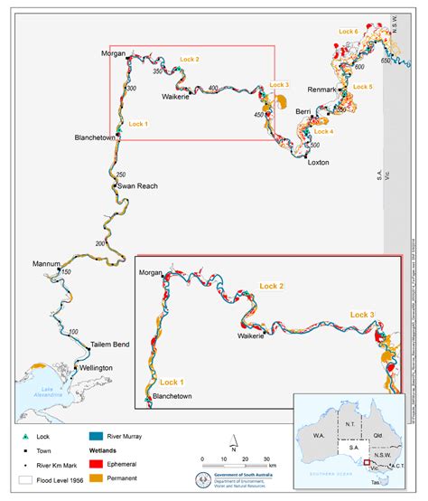 Map Of The River Murray In South Australia Showing Locks 1 And 2 And