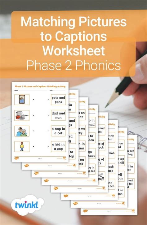 Matching Pictures To Captions Worksheet Phase 2 Phonics Phonics