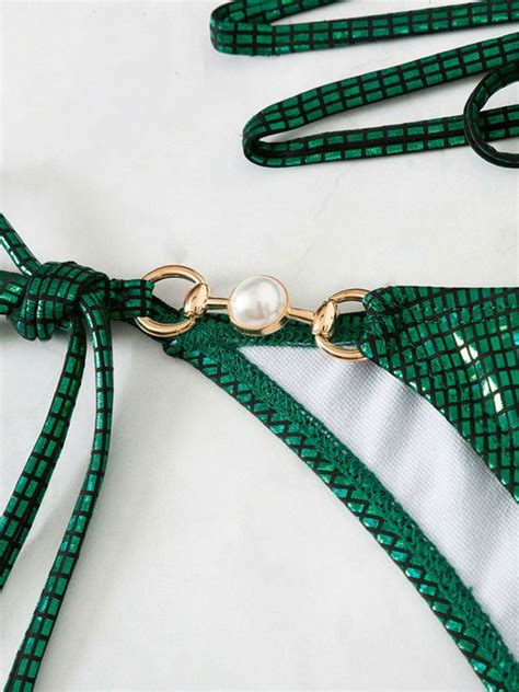 Criss Cross Bandage Woman Swimsuit Thong Bikini Apogee Indigo