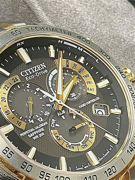 Men S Citizen AT4004 52E Eco Drive Perpetual Chrono A T Two Tone