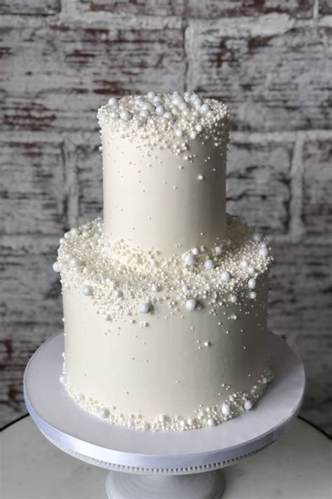 Two Tier White Sugar Pearl Cake Layered Cake Artistry Wedding Cake