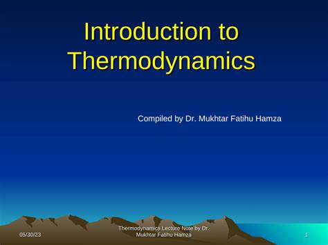 Pdf Lecture Note Thermodynamics